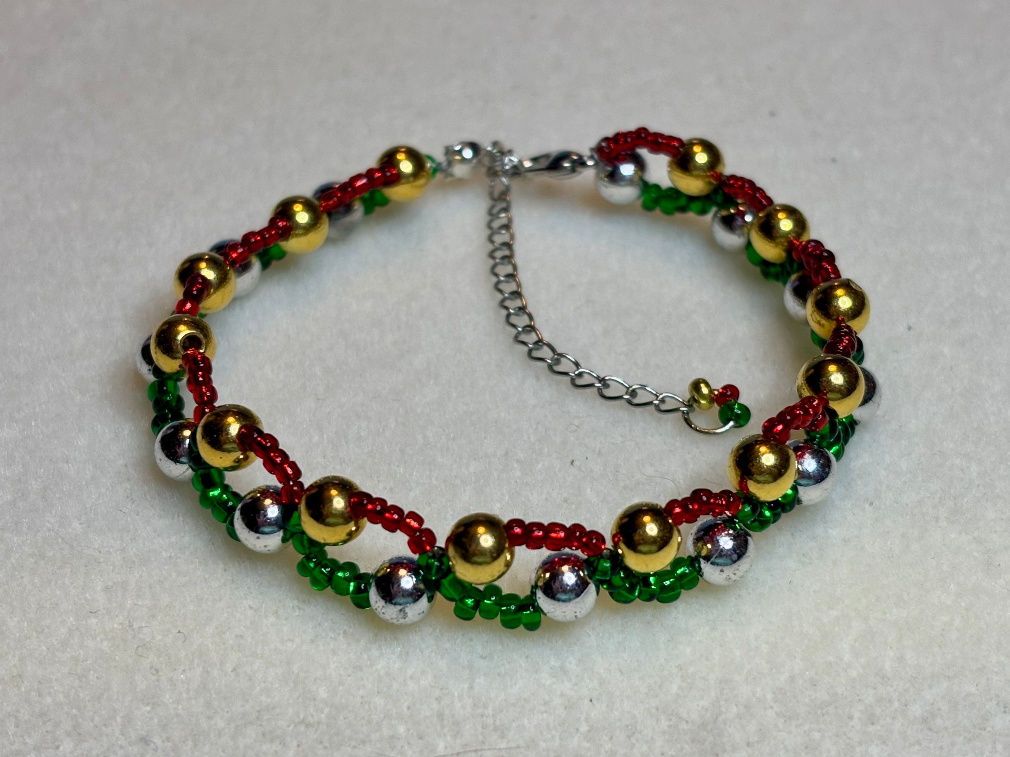 Handmade Beaded Holiday Bracelet