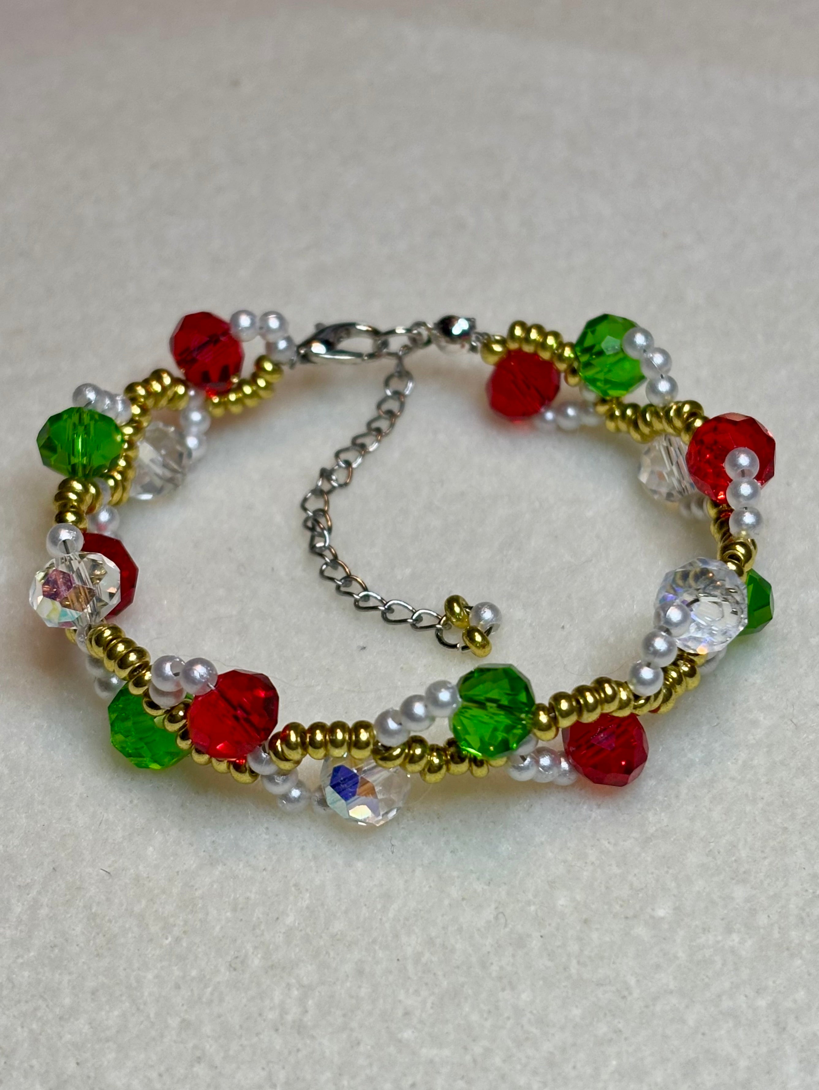 Handmade Beaded Holiday Bracelet