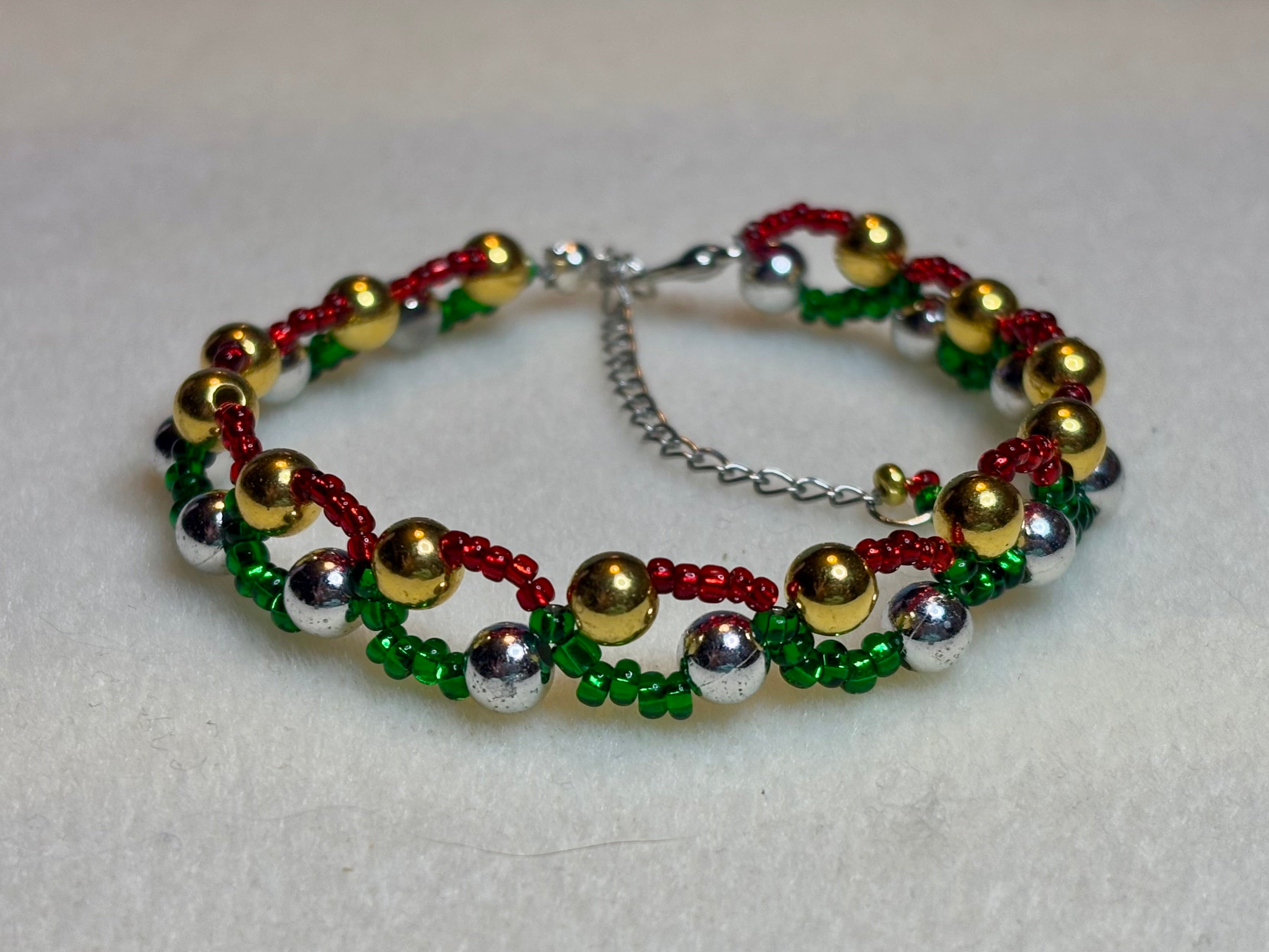 Handmade Beaded Holiday Bracelet