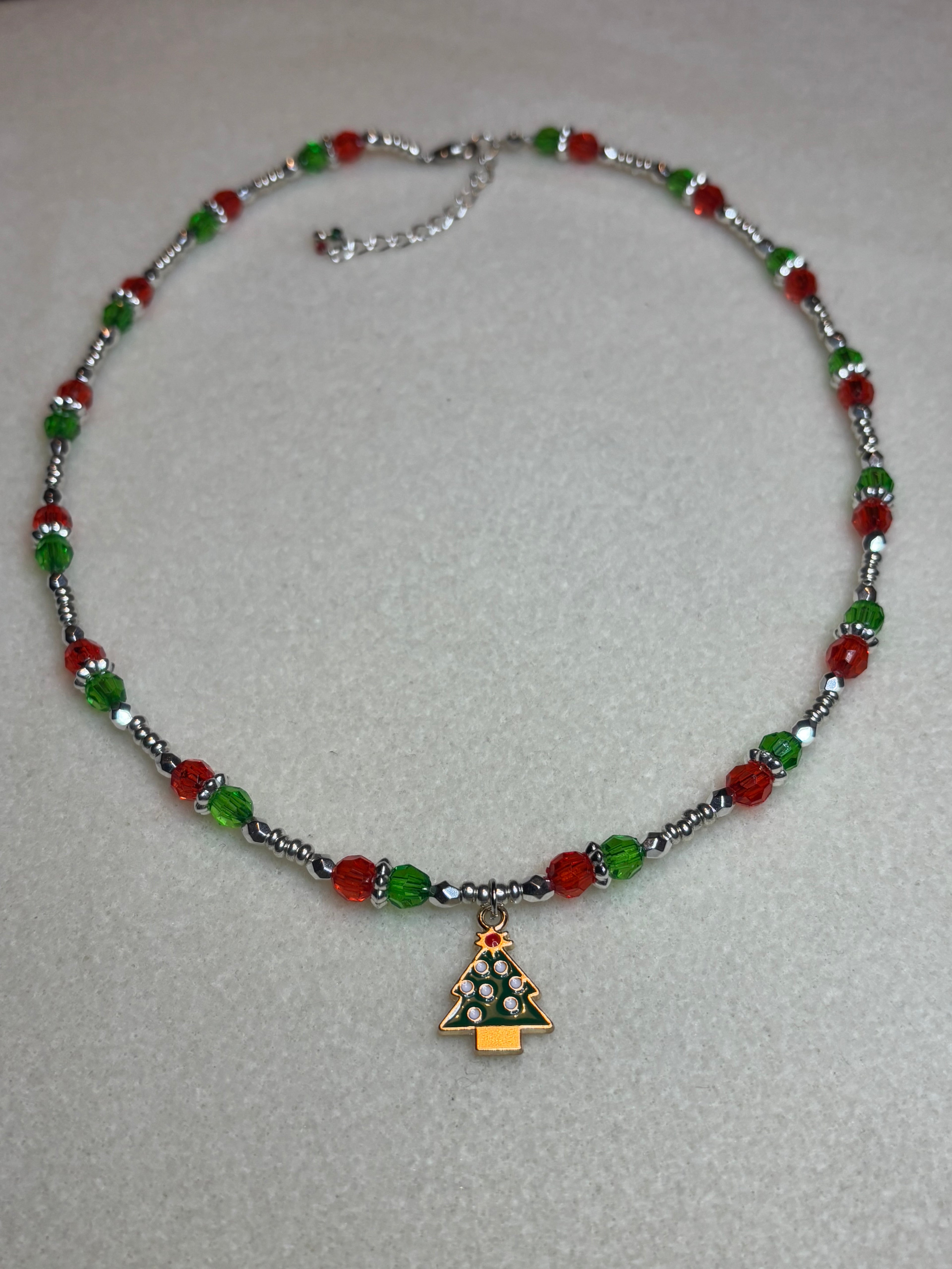 Handmade Beaded Holiday Necklace and Bracelet Set
