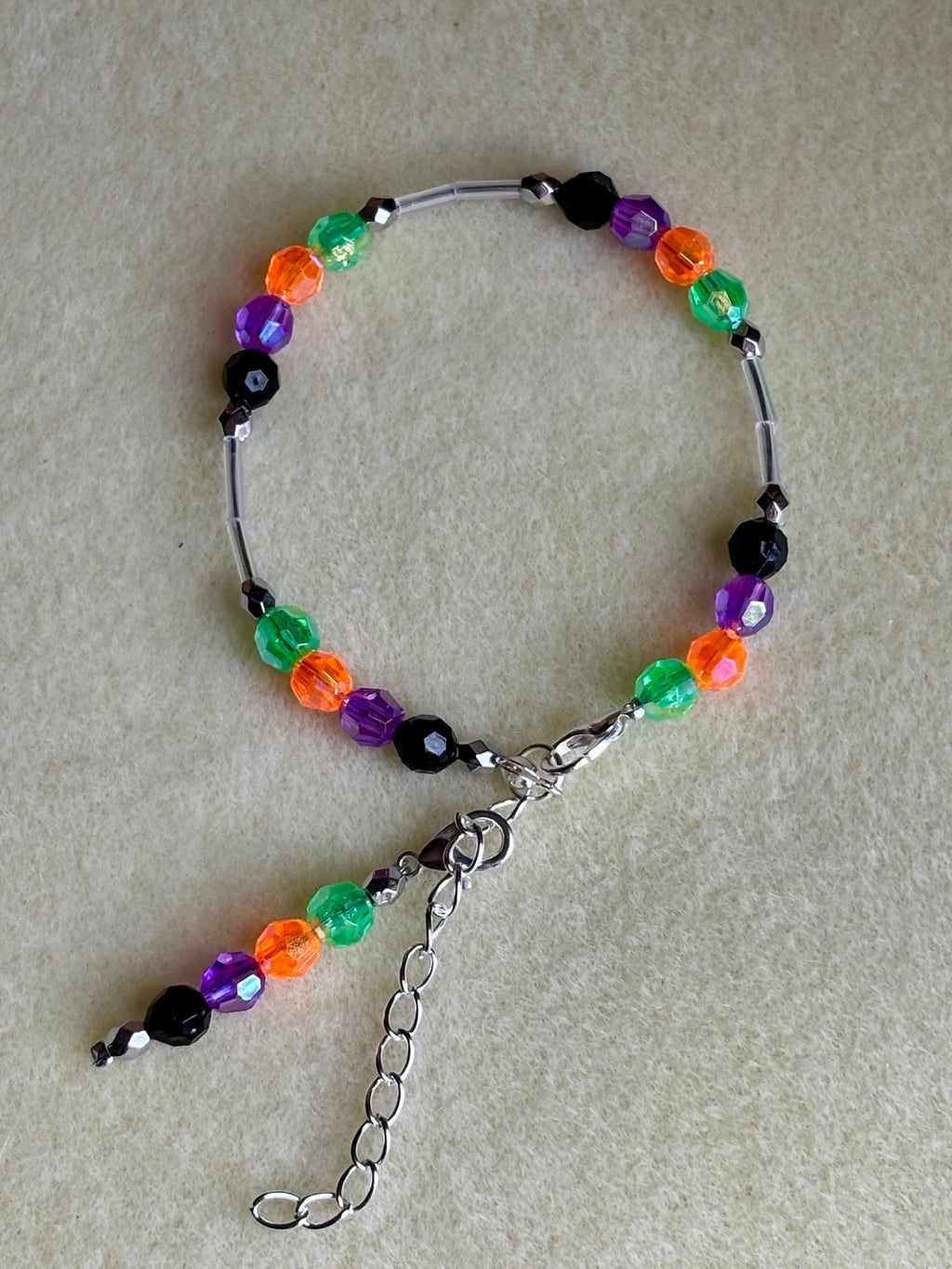 Handmade Beaded Halloween Necklace and Bracelet Set