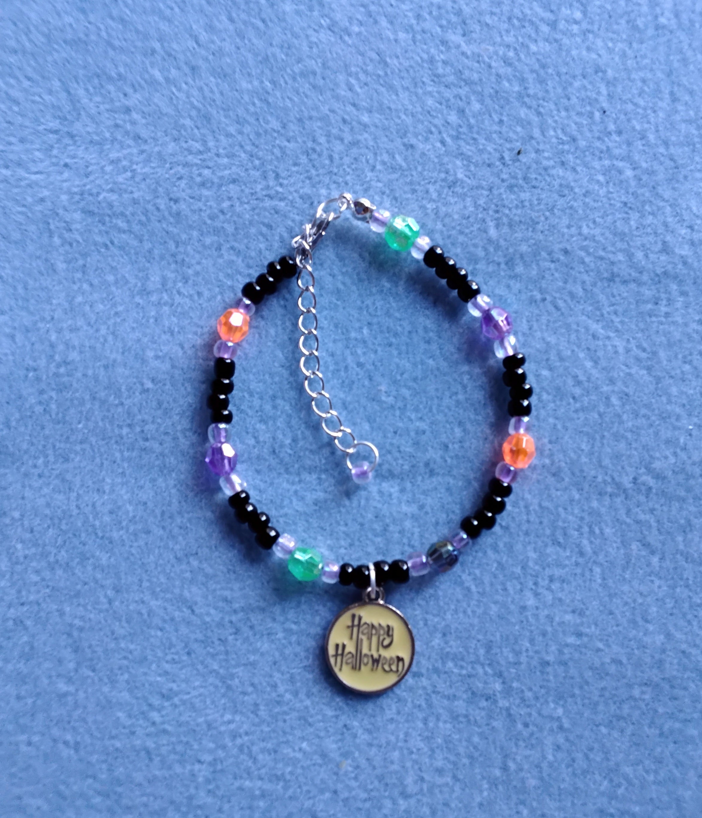Handmade Beaded Halloween Bracelet (Happy H)