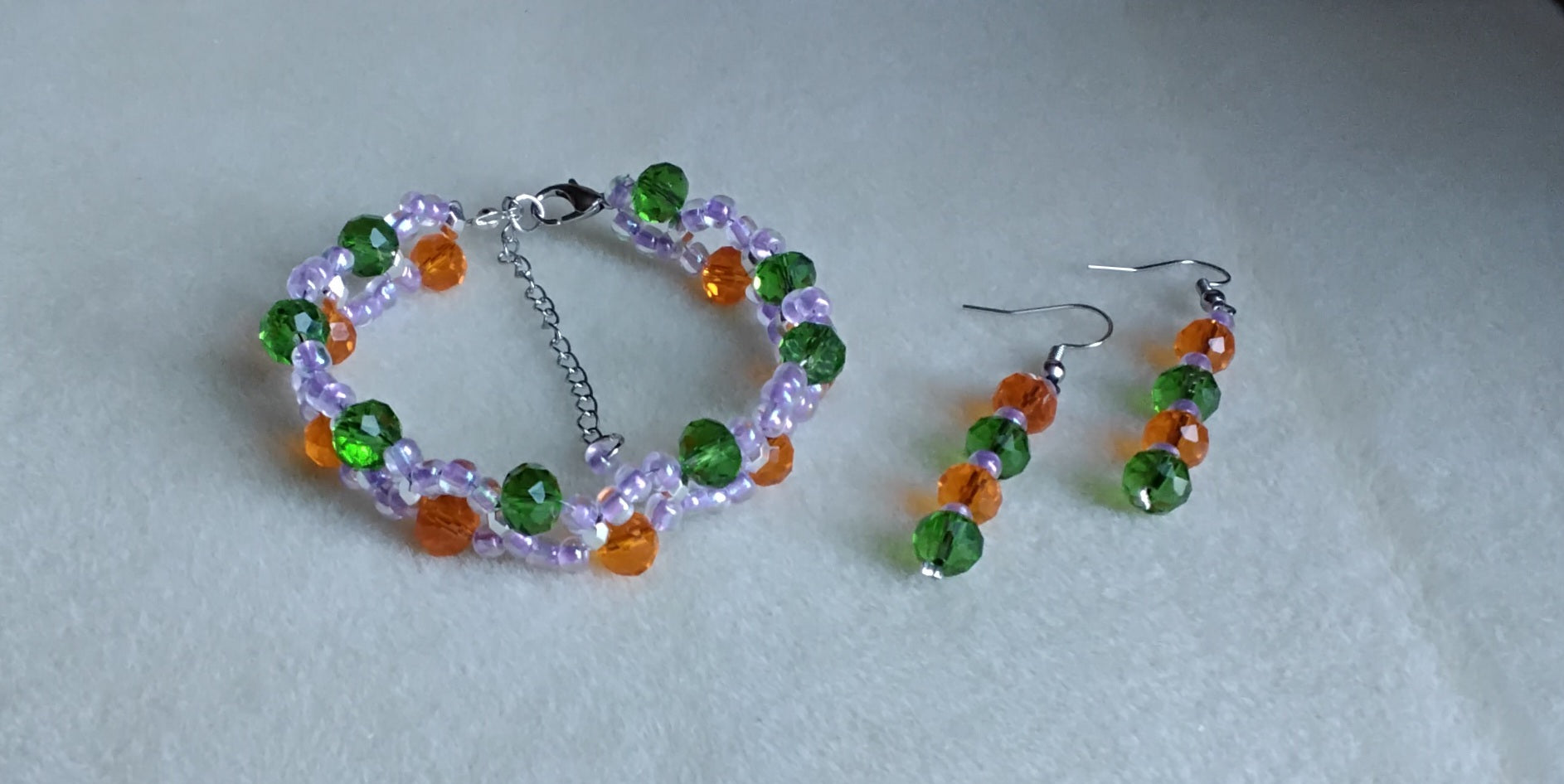 Handmade Beaded Halloween Bracelet and Earrings set
