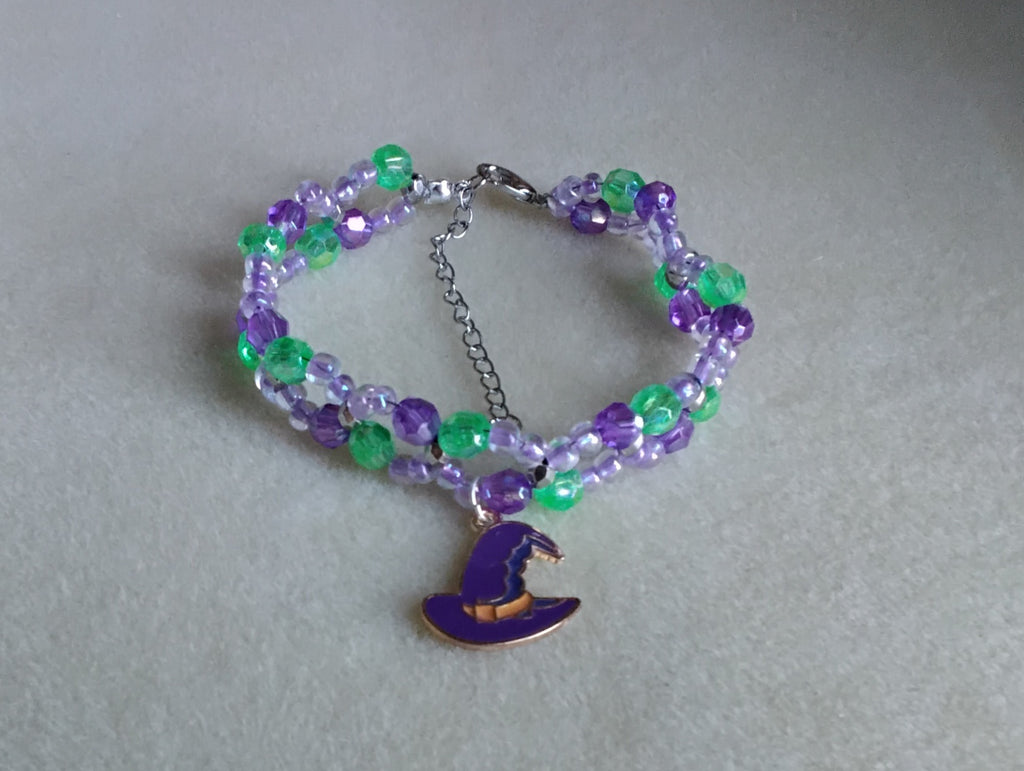 Handmade Beaded Halloween Bracelet (Witch Hat)