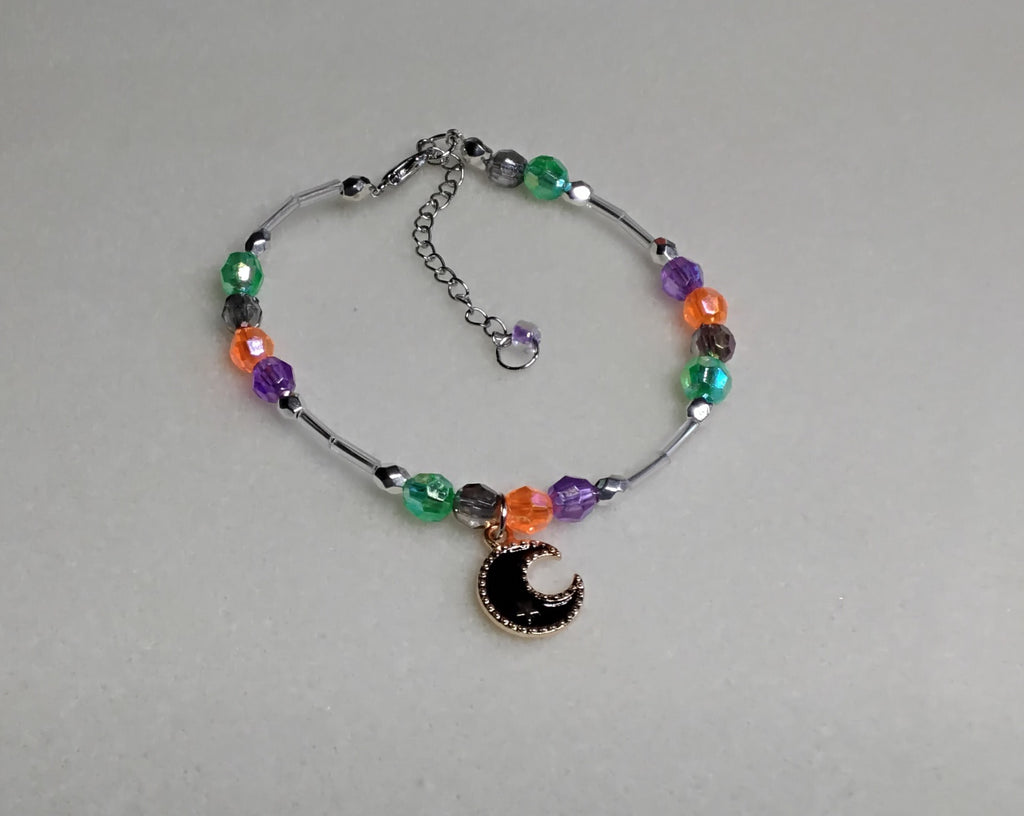 Handmade Beaded Halloween Bracelet (Moon)