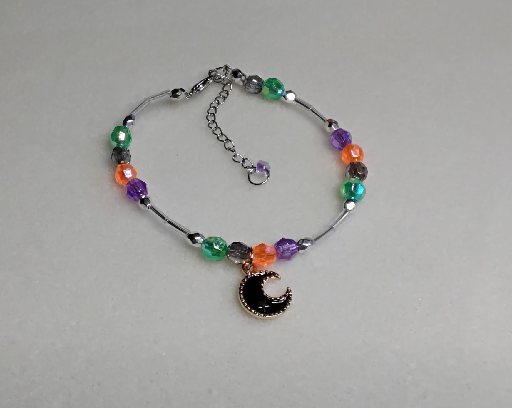 Handmade Beaded Halloween Bracelet (Moon)