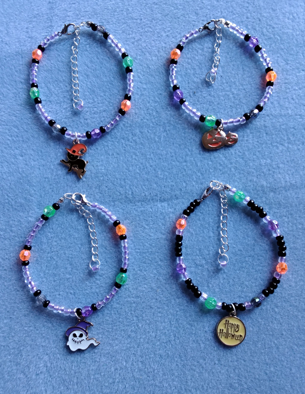 Handmade Beaded Halloween Bracelet (Happy H)