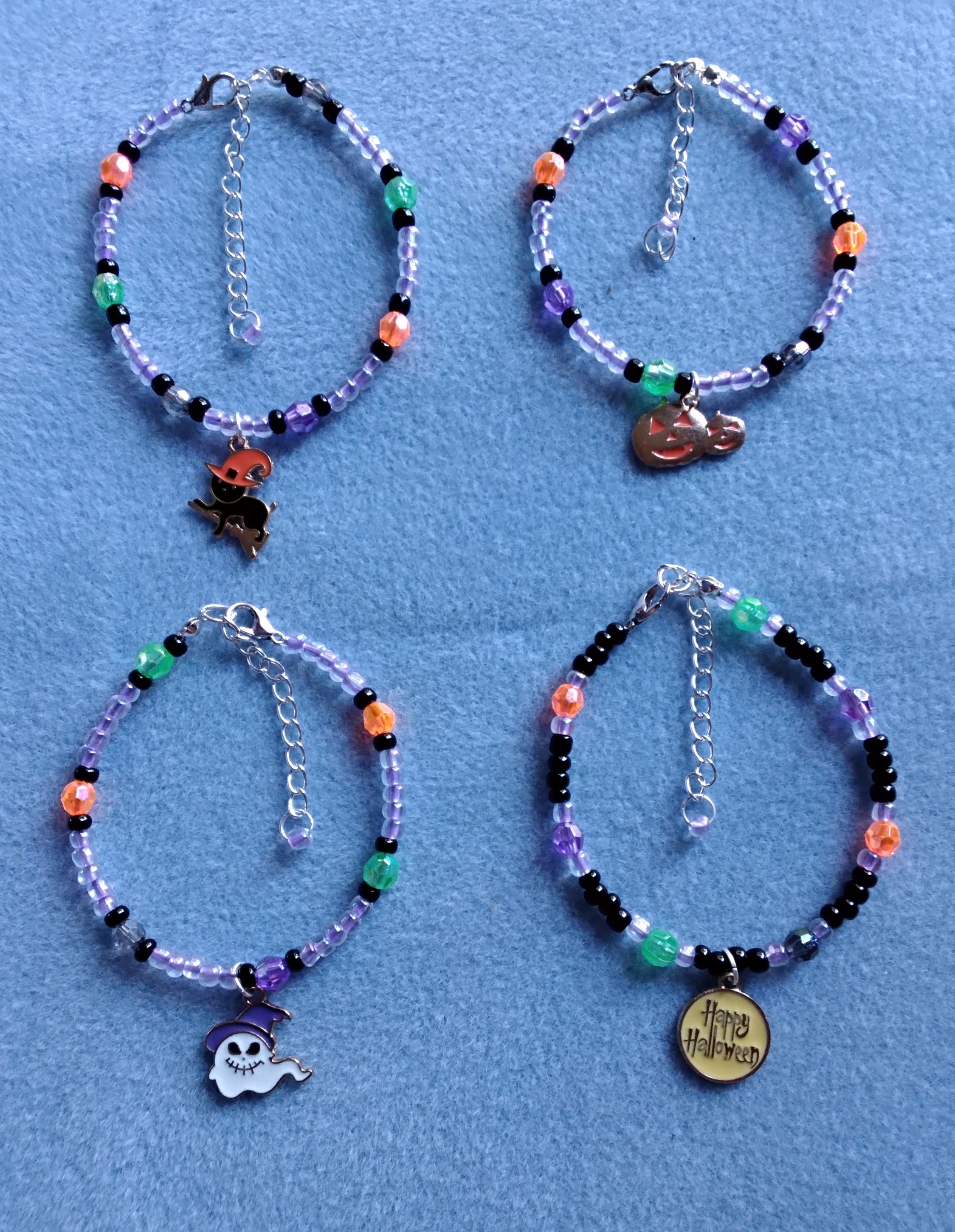 Handmade Beaded Halloween Bracelet (Happy H)