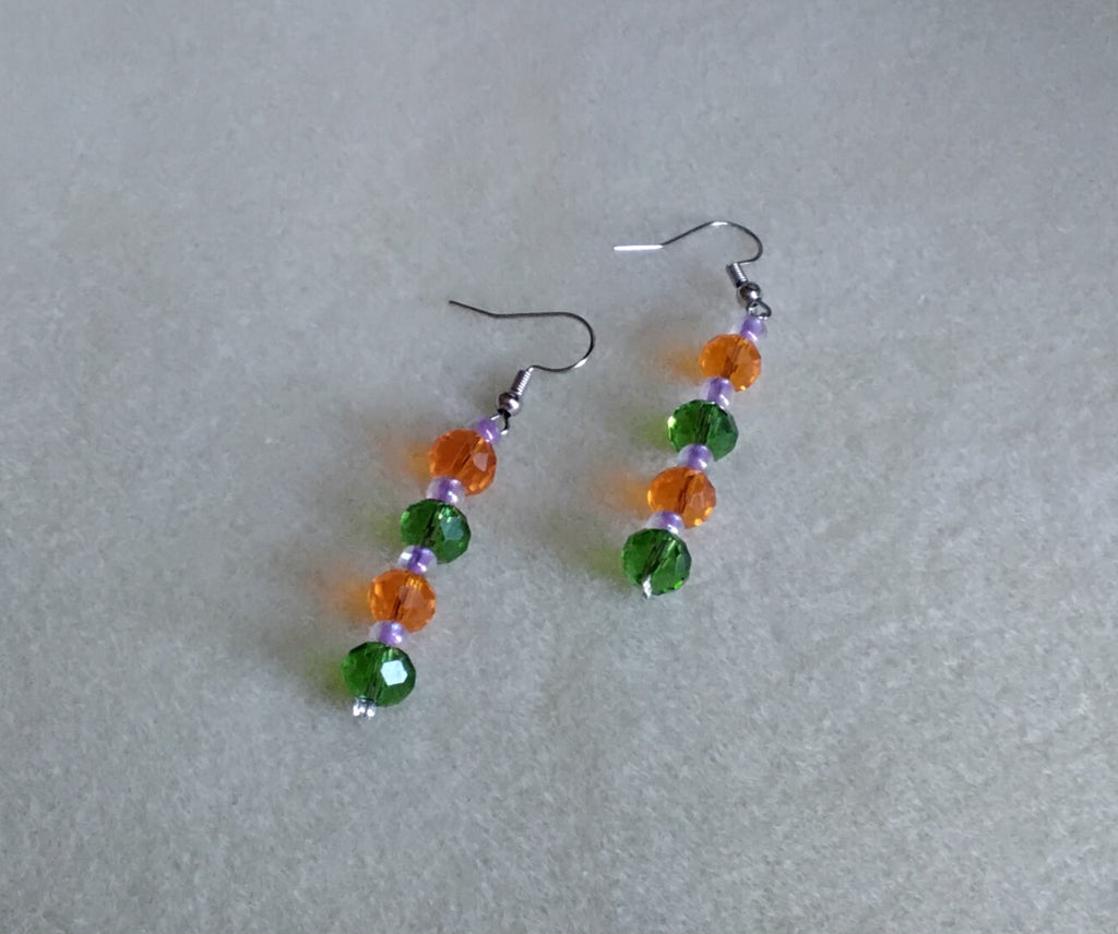 Handmade Beaded Halloween Bracelet and Earrings set