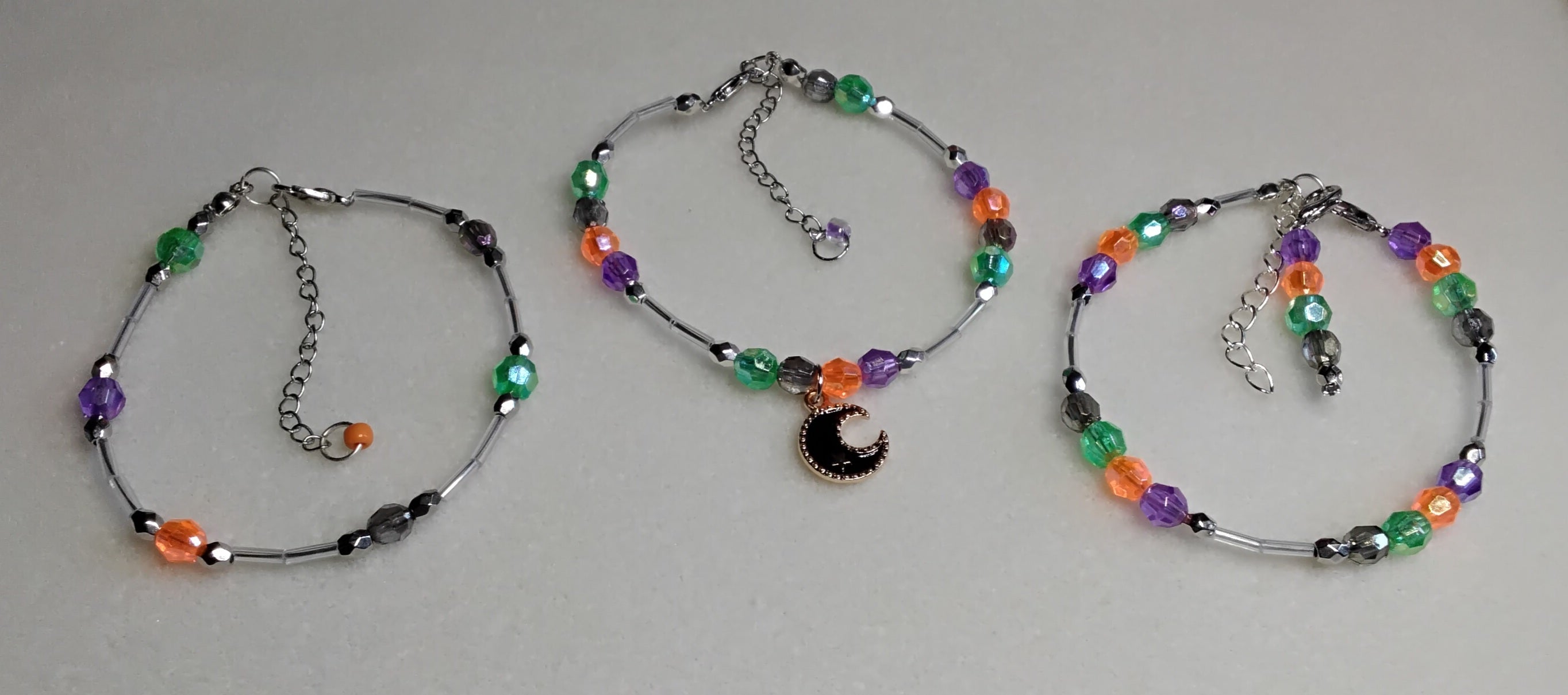 Handmade Beaded Halloween Bracelet (Moon)