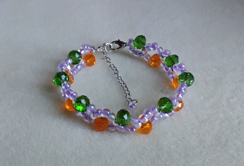 Handmade Beaded Halloween Bracelet and Earrings set
