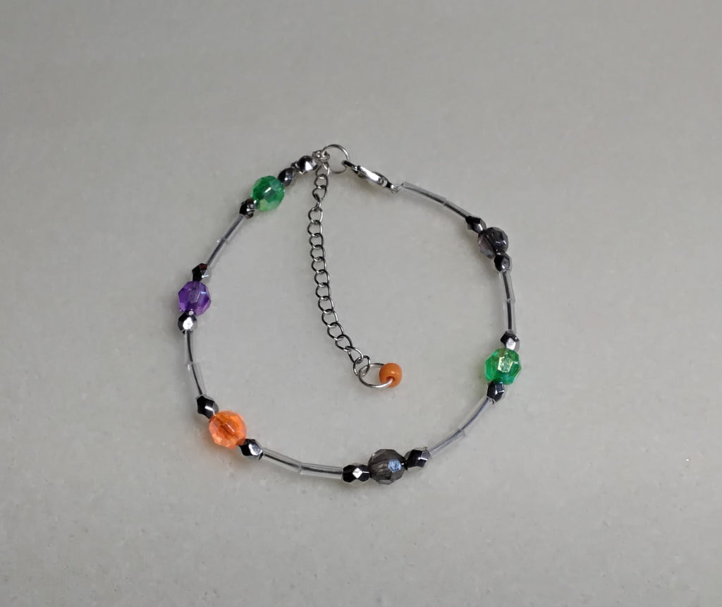 Handmade Beaded Halloween Bracelet (Moon)