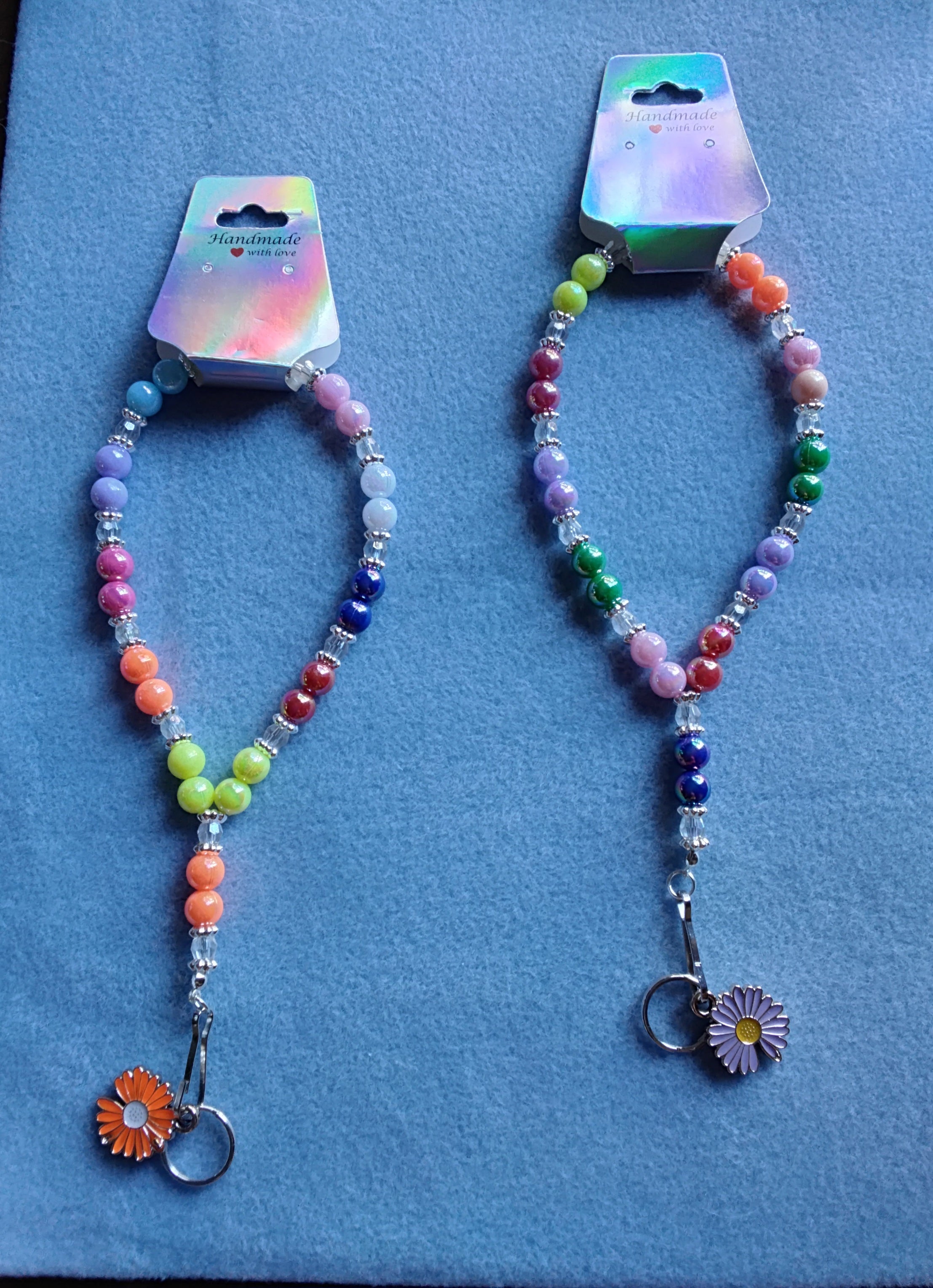 Handmade Wristlet / Keychain (Purple Flwr)