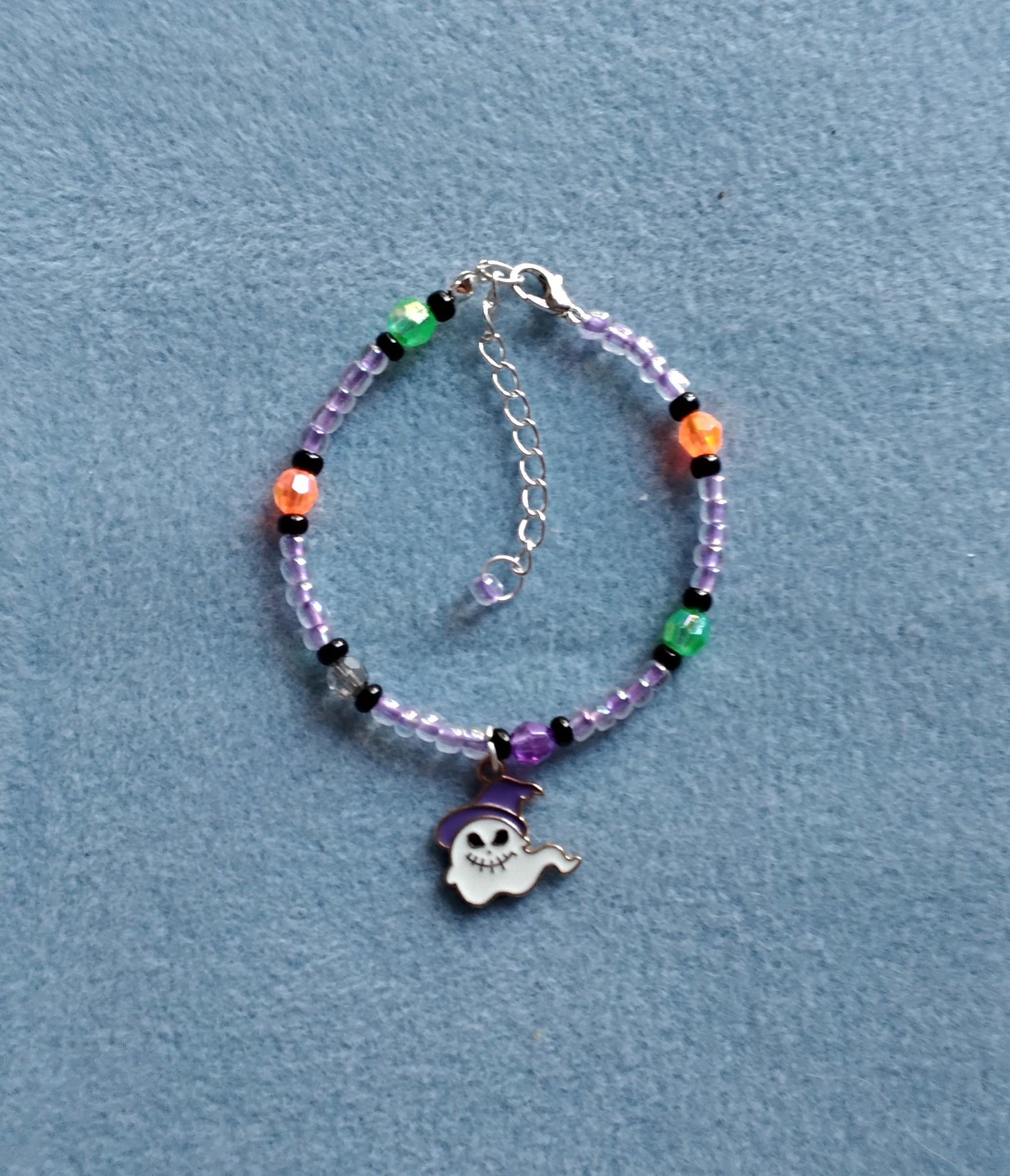 Handmade Beaded Halloween Bracelet (Ghost)